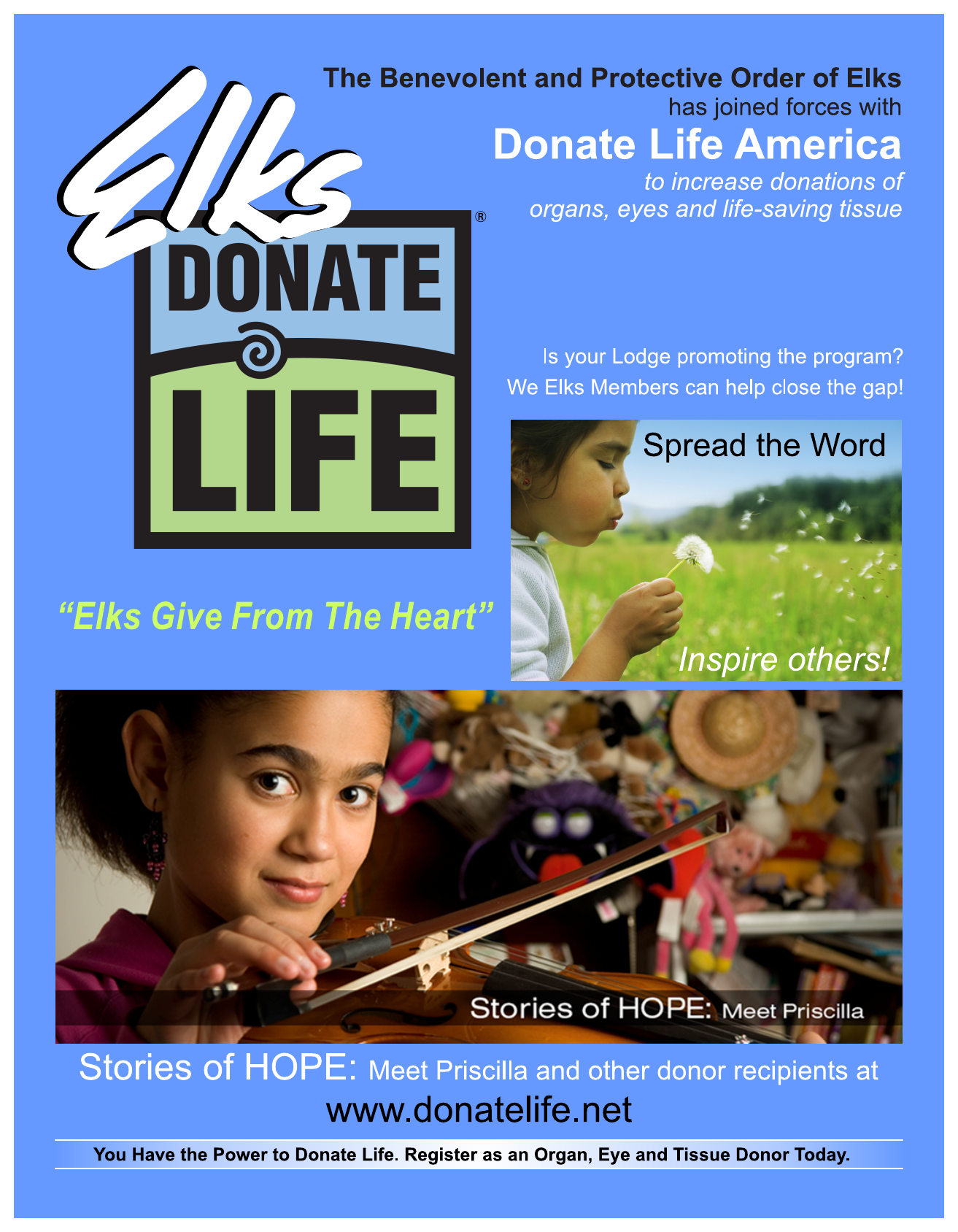 Elks Donate Life organ, eye and tissue donation awareness program